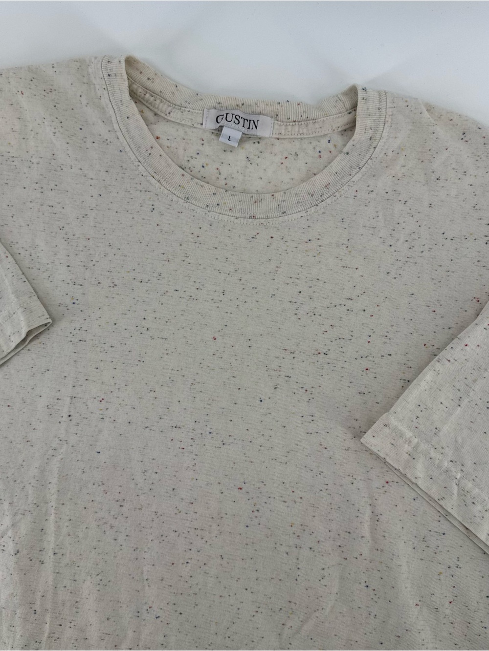 Gustin T Shirt Mens Large White Heather Paint Splash Graphic